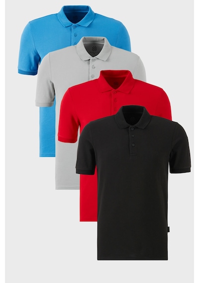 Buratti Pamuklu Regular Fit Düğmeli Polo Yaka 4'Lü Paket Erkek T Shirt 5902127S4 Siyah-Kırmızı-Koyu Mavi-Kül