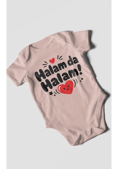 Morivokids Halam Da Halam Kısa Kollu Bebek Body %100 Pamuk Pastel Pembe