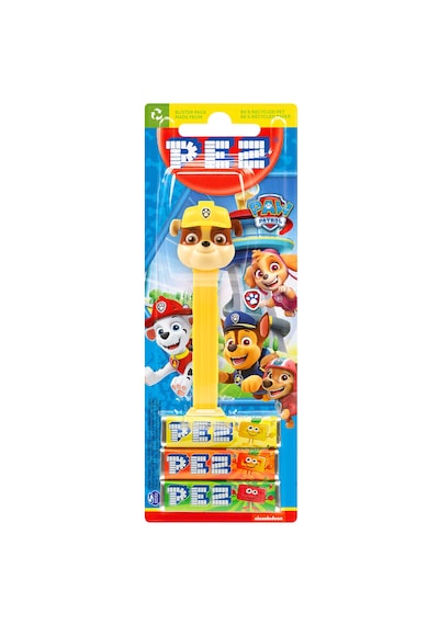Pez Dispenser Paw Patrol Rubble Meyve Aromalı Şekerleme Makinesi Ve Şekerleme Yedekleri
