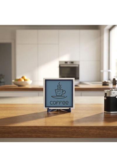 Modern Coffee Ve Kalp Motifli Dekoratif Obje, Sevdikleriniz İçin Anlamlı Bir Hediye 10x10 Cm