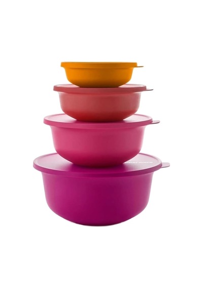 Tupperware 4'lü Aloha Buzdolabı Saklama Kabı Seti 450 Ml 1 Lt 2 Lt, 4 Lt Çok Renkli