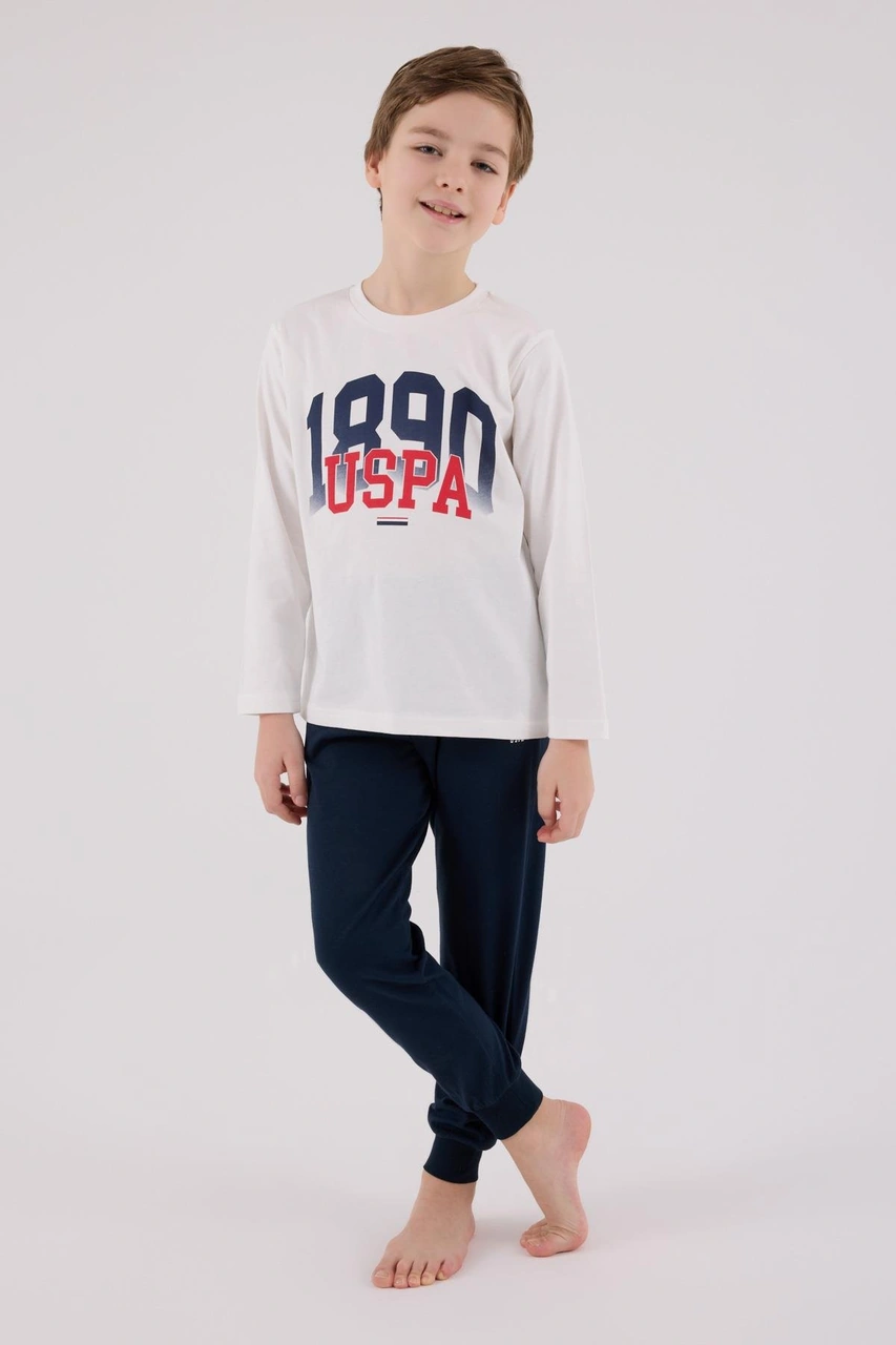 U.s. Polo Assn. Erkek Çocuk Uzun Kol Pijama Takım Beyaz-1775 Beyaz