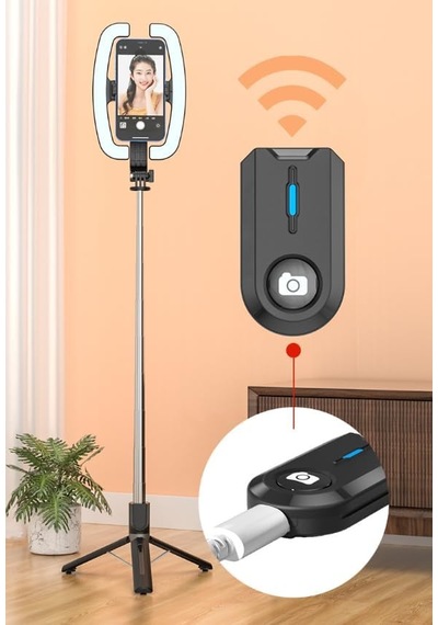 Blv32 1.38m Rgb Ring Light Led Işıklı Selfie Çubuğu Ve Tripod - Bluetooth Uzaktan Kumandalı Blv32
