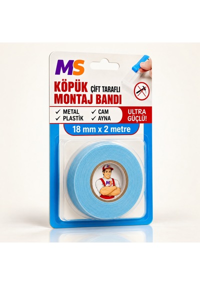 Ultra Güçlü 18 Mm X 2 Metre Çift Taraflı Köpük Montaj Bandı Metal Plastik Cam Ahşap Bantı Bantları