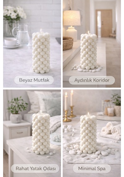 Soya Mum,dekoratif Lüks & El Yapımı Doğal Mum,uzun Yanma Süreli Şık Ev Hediyesi,ev Süsü Beyaz 360 G Beyaz