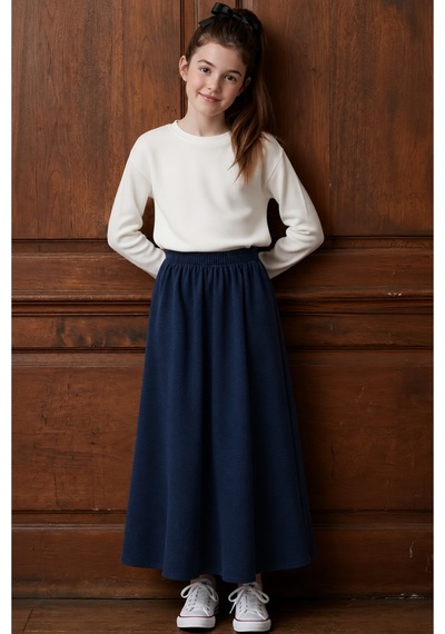 Angel&co. Girls Clothing Modest Uzun Kız Çocuk Mevsimlik Etek Lacivert - 791131271 Lacivert