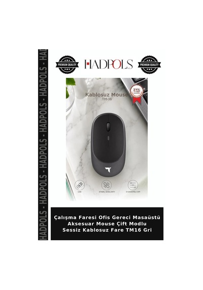 Çalışma Faresi Ofis Gereci Masaüstü Aksesuar Mouse Çift Modlu Sessiz Kablosuz Fare Tm16 Gri