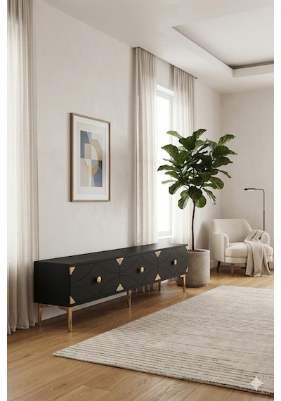 Tsa1897ag Alfa Tv Sehpası Antrasit-gold 180cm