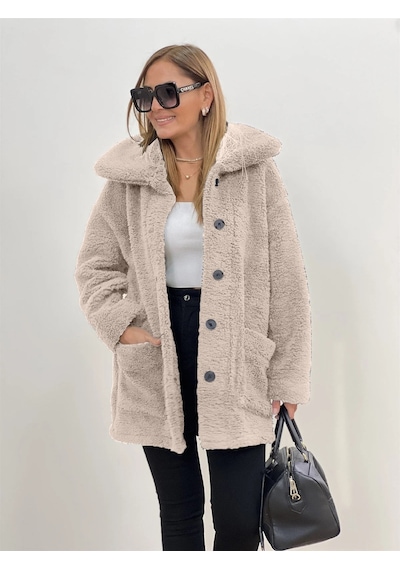 Barbora Peluş Rahat Kışlık Ceket Ws06krem 001