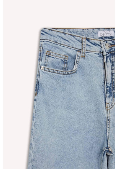 Defacto Mary Vintage Straight Fit Yüksek Bel Bilek Boy Jean Yıkamalı Pantolon E9817ax25aunm39 Mavi