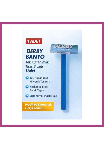 Gees Global Derby Banyo Tek Kullanımlık Tıraş Bıçağı 1 Adet Plastik Saplı Pratik Tıraş Jileti Gbzs