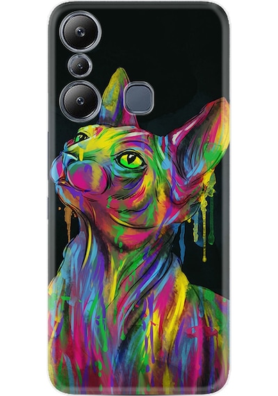 Infinix Hot 20i Kılıf Silikon Desen Özel Seri Color Cat 1754