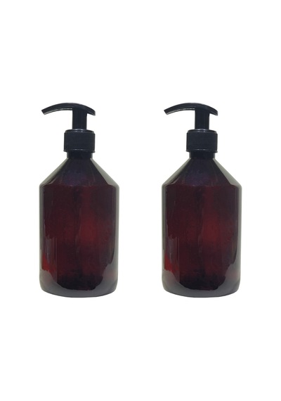 Buççin Online Mağaza 2 Li Amber Cam Görünümlü Plastik Boş Sıvı Sabun - Bulaşık Deterjanı Şişesi 500 Ml Çok Renkli