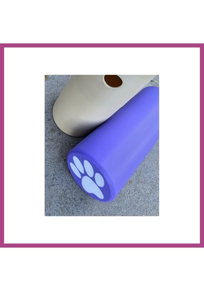 Gees Global 3d Baskı Köpek Ödül Mama Dağıtıcı Yuvarlanan Silindir Zeka Oyuncağı Pati Desenli - Mor Gbzs