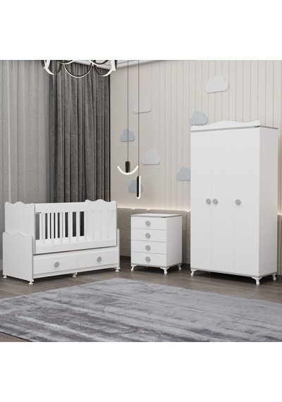 Elegant Yıldız 3 Bebek Odası Takımı - Gri Beyaz