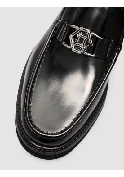 Cabani Hakiki Premimum Deri Siyah Erkek Metal Tokalı Loafer Siyah
