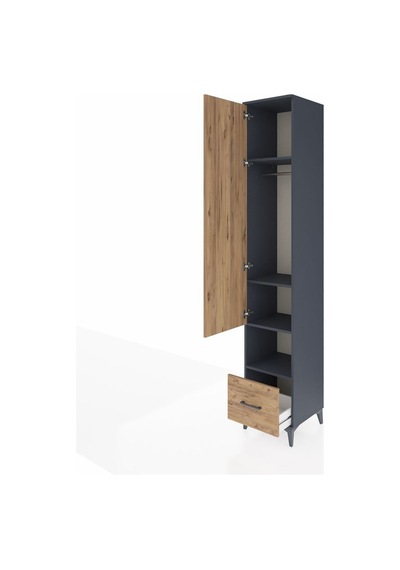 Hyperion Dolap 4 Raflı Tek Çekmeceli Tek Askılı 44x44x243 Ant... Antrasit
