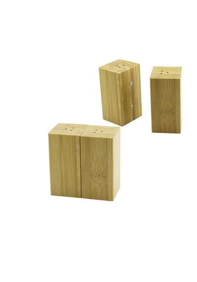 4.5x5cm--y:9cm 2pcs Mıknatıslı İkiz Ahşap Bambu Baharatlık - Tuzluk Bx40 Renkli