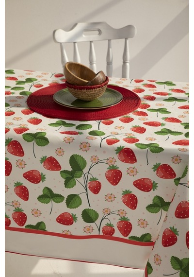 Ays Home Çilek Desen Yemek Masası Örtüsü