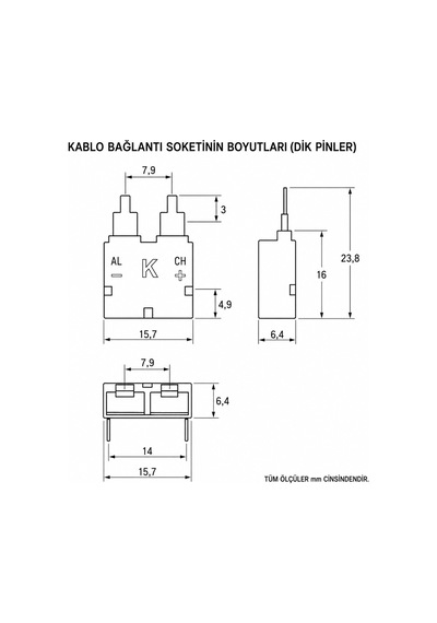 T Cu-const Tipi Pcb Kart Tipi Düz Termokupl Soketi