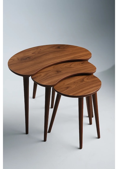 Berlin 3'lü Zigon Sehpa &100 Mdf Ceviz/urartu