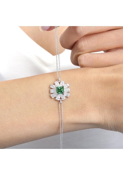 Effective Diamond Milano Rüyası Sentetik Zümrüt Taşlı Gümüş Bileklik