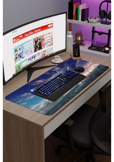 Suzume Anime V4 - 90x40 Xxl Gaming Kauçuk Kaymaz Taban Mouse Pad Fare Altlığı