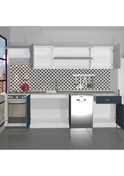 Decoraktiv Elite 280y Mdf Hazır Mutfak Dolabı - Tezgah Dahil - Antrasit - Buz Gri Diğer Decoraktiv Elite 280y Mdf Hazır Mutfak Dolabı - Tezgah Dahil - Antrasit - Buz Gri Diğer