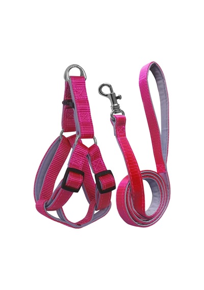 Markapet Gezdirme Kayışlı Dokuma Köpek Göğüs Tasma Seti 32 x 47-110 CM Pembe