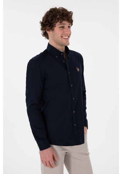 U.S. Polo Assn. U.s. Polo Assn. Pamuk Uzun Kol Slim Fit Gömlek 2082904 Siyah
