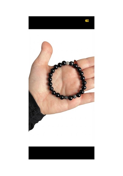 Göz Akik Doğal Taş Bileklik 8 Mm Özel Tasarım Unisex Bileklik Siyah Siyah