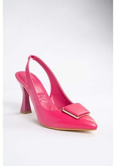 Fox Shoes P250148209 Fuşya Tokalı Kalın Topuklu Kadın Ayakkabı Fuşya