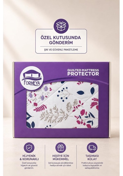 Morena Desenli Sıvı Geçirmez Kapitone Fitted Alez Ve Yastık Kılıfı Seti Özel Kutulu Gönderim 100 X 200 Çok Renkli