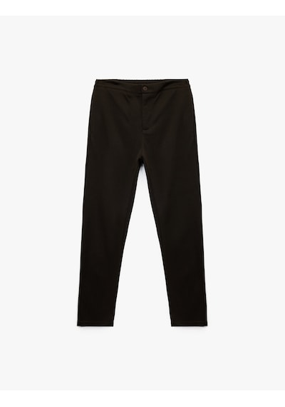 Koton Viskon Karışımlı Cep Detaylı Pike Kumaş Düğmeli Pantolon Kahverengi 6wam40013hk Kahve