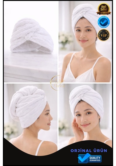 Mikrofiber Saç Havlusu Hızlı Kuruyan, Yumuşak Ve Hafif Farklı Renk Seçenekleri Beyaz