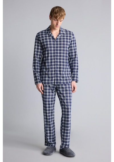 Defacto Regular Fit Ekose Desenli Uzun Kollu 2li Pijama Takımı H7538ax26aunv135 Lacivert-nv135