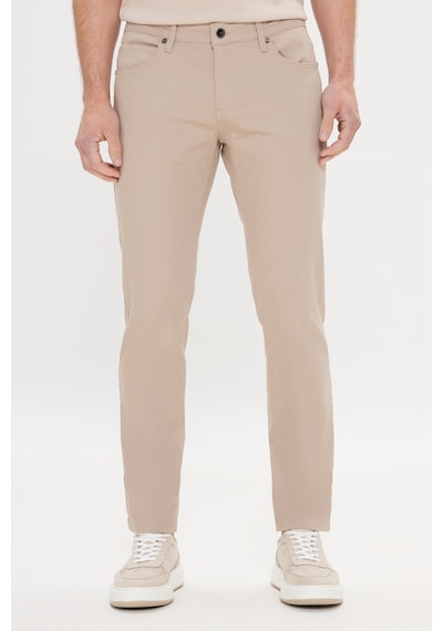 AC&Co / Altınyıldız Classics 360 Derece Her Yöne Esneyen Slim Fit Dar Kesim Diyagonal Desenli Erkek Pantolon Taş