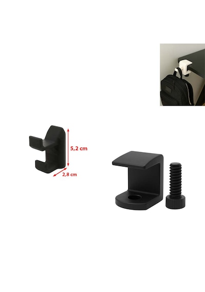 Siyah Renk Özel 3d Baskı 2'li Askı Çanta Ceket Vb. Askısı Modüler Masa Düzenleyici Tak Çıkar Düzenleyici Ebat: 2,8 Cm X 5,2 Cm