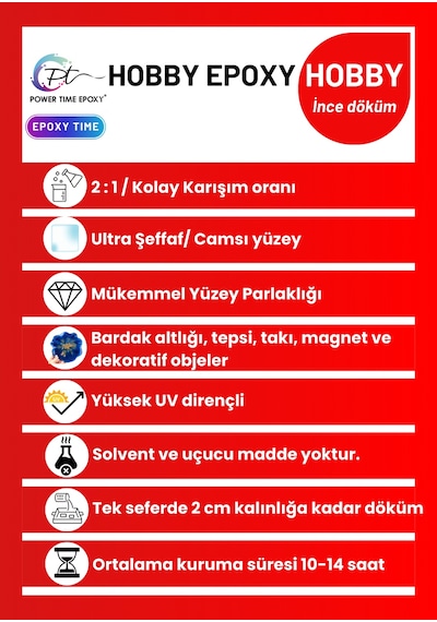 3 Kg Hobi Epoxy/ Şeffaf Epoksi Reçine Ince Döküm Power Time Epoxy
