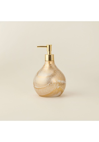Design Celina Cam Sıvı Sabunluk - Gold / Beyaz Çok Renkli