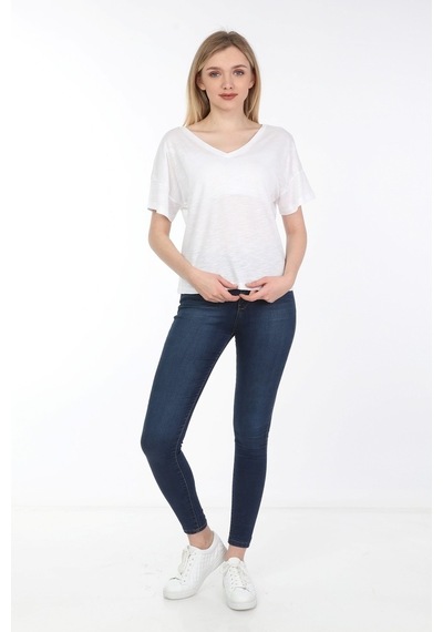 Neslice Kadın Oversize Çift Taraf V Yaka T-Shirt