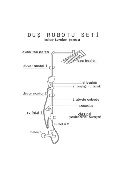 Ck House Black Yağmurlama Robot Tepe Duş Sistemi Çok Fonksiyonlu Duş Seti Krom