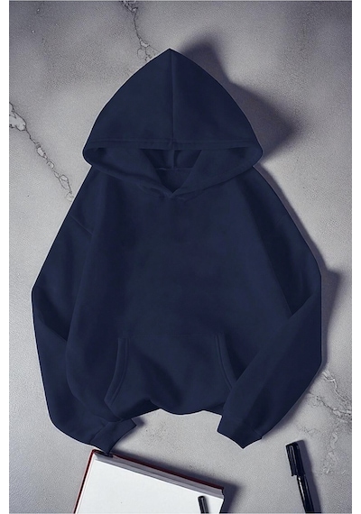 Uyguntarz Enjoy Personel Time Baskılı Oversize Sweatshirt Lacivert
