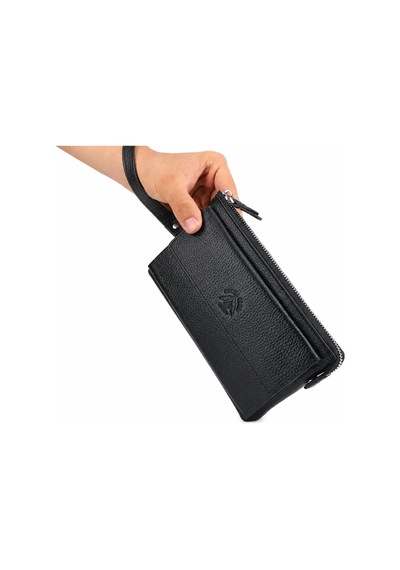 Alphaclub Bag Erkek Siyah Hakiki Deri Çok Bölmeli Portföy Çanta