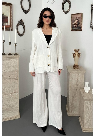 Beyaz Oversize Müslin Takım