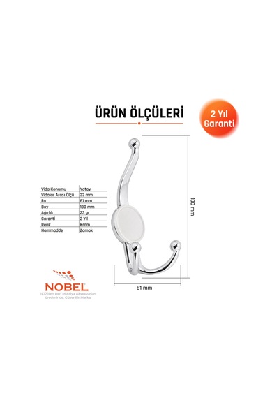 Mi Sket Portmanto Askısı, Metal Vestiyer Askısı, 23 Gr, Dolap Ve Duvar Askılığı, Krom Vidalı