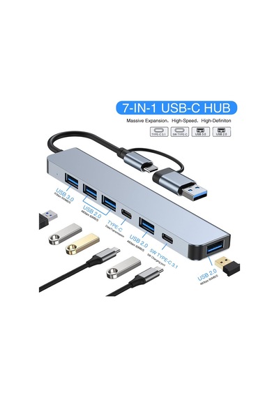 Dizüstü Bilgisayar İçin Usb C Hub, Usb 3.0 Hub, 7 İn 1 Usb-c