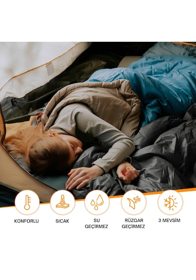 Kingcamp Oxygen 250-d Çift Kişilik Yastıklı Uyku Tulumu Olive Yeşil