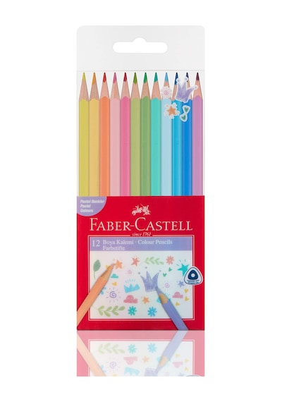 Faber-castell Pastel Renkler Üçgen Boya Kalemi 12'li 124-Pembe