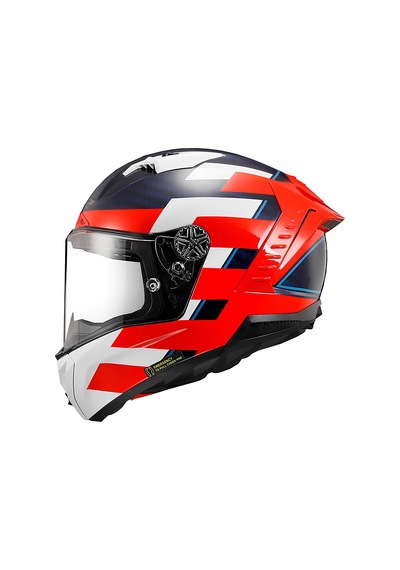 LS2 Thunder Karbon Alliance Kapalı Kask Beyaz Kırmızı Mavi